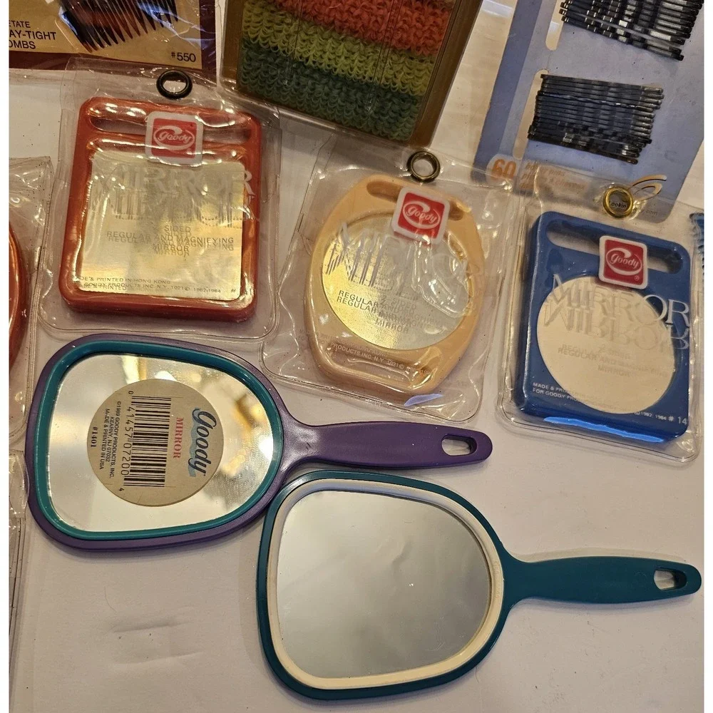 Vintage Goody Wilhold Hair Accessory Lot 80s Mirror Bobby Pins Combs Ties
